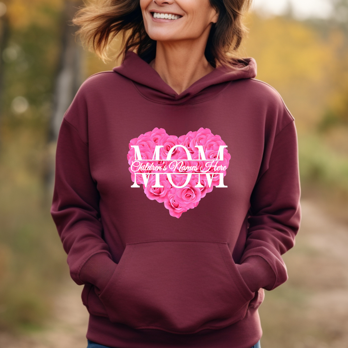 Personalized Flower Heart Mom Hoodie