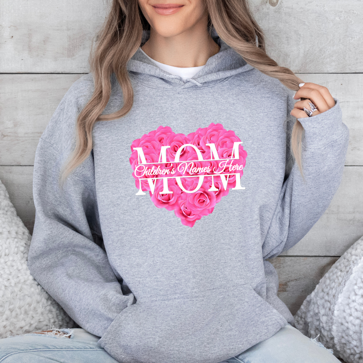 Personalized Flower Heart Mom Hoodie