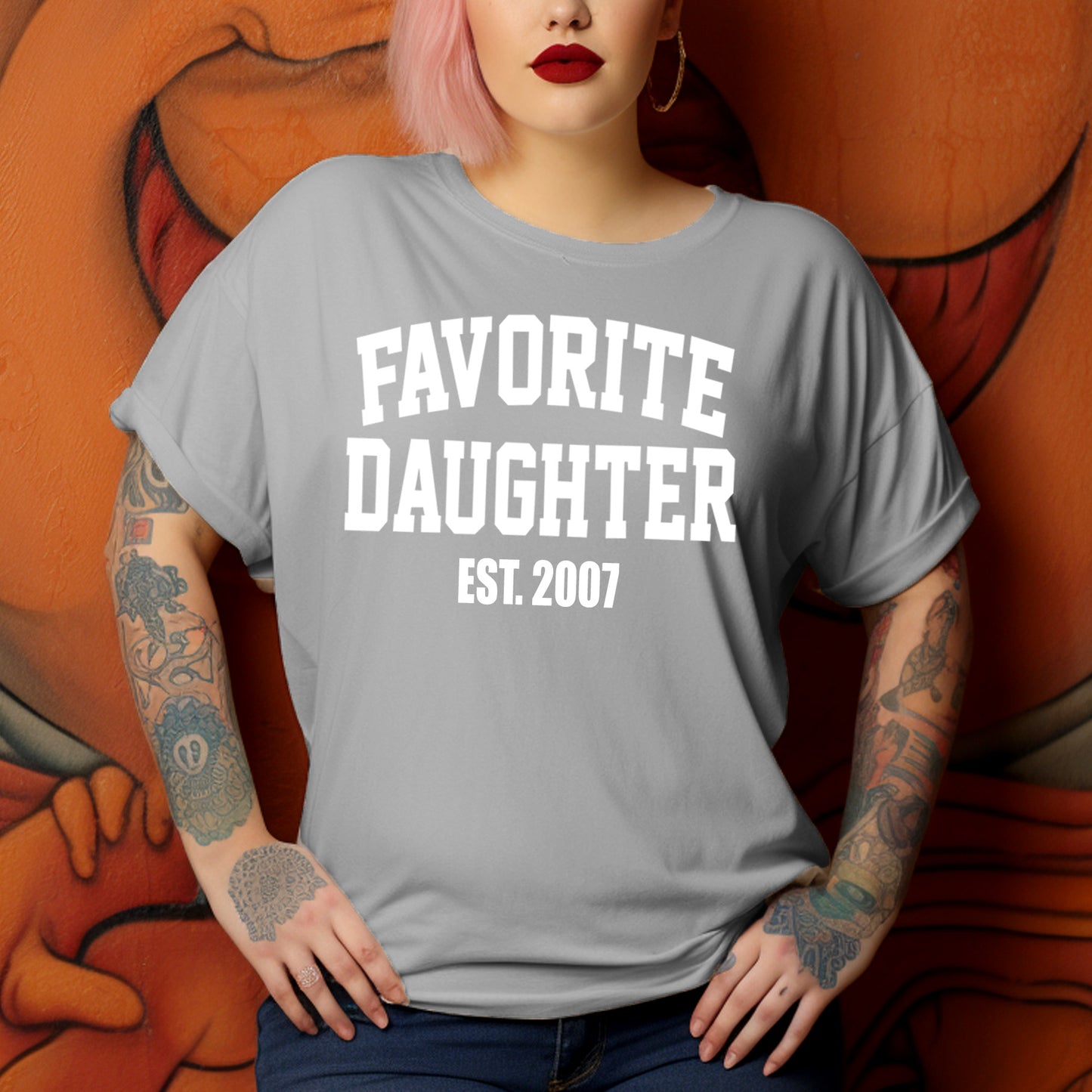 Personalized Favorite Daughter Premium Short Sleeve T-Shirt Dark