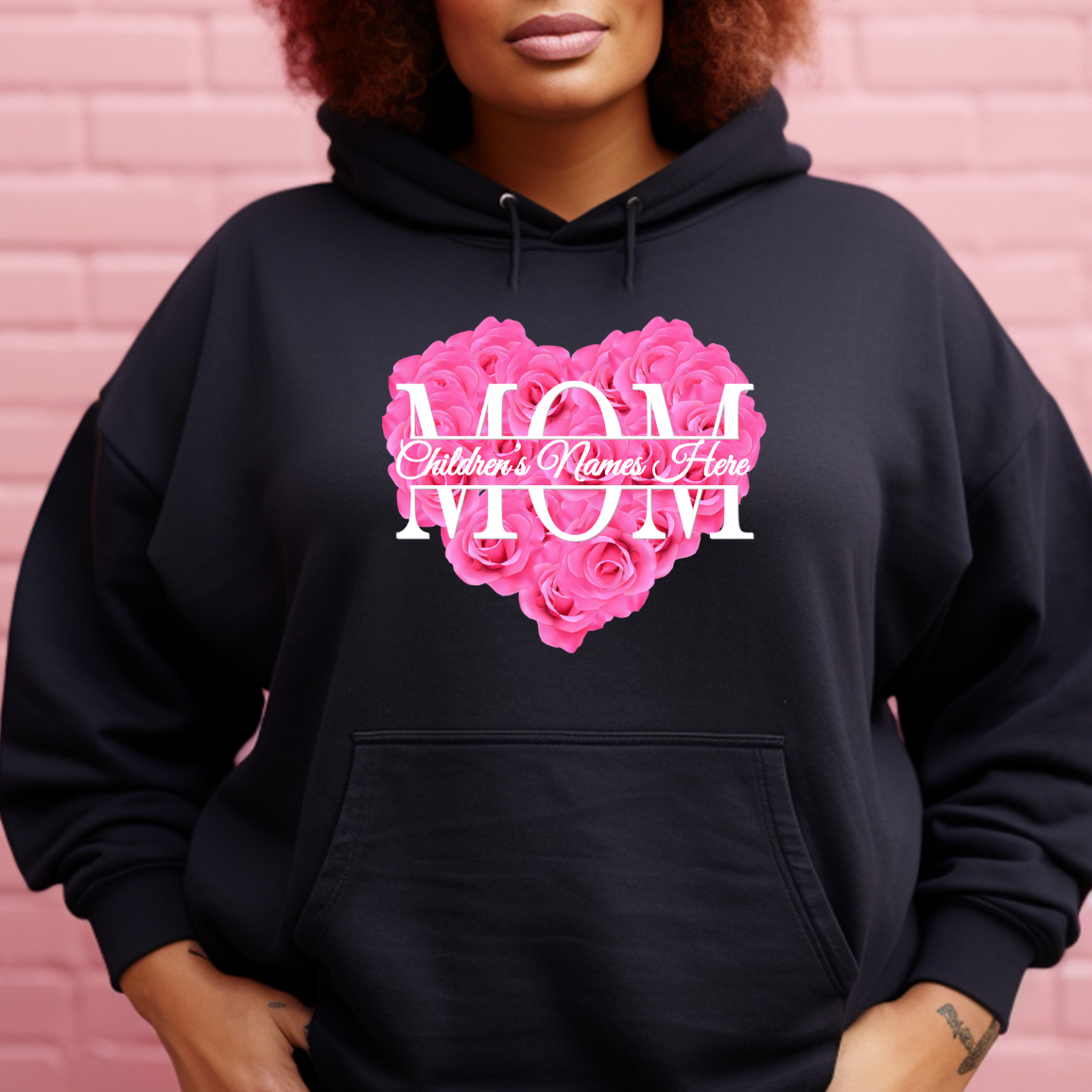 Personalized Flower Heart Mom Hoodie
