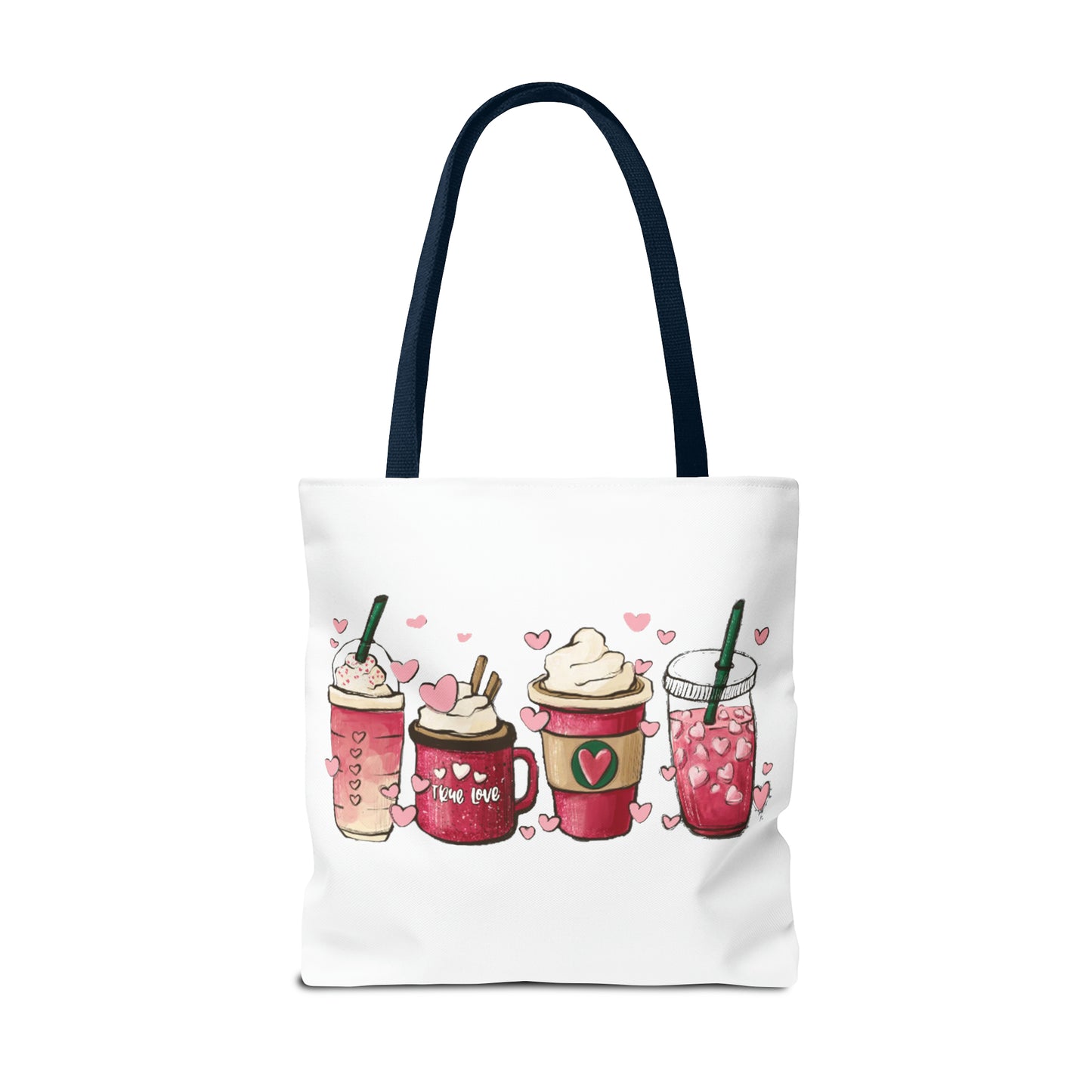Valentine's Coffee tote bags Double stitched seams, cotton straps, laminate lining. Made with 100% polyester. Cute Valentine's Day gift, Funny Coffee gift, Gift for her. Gift for girlfriend. Sorority sister gift. Great Quality, Perfect gift. Graphic design. Gift for Daughter, Gift for coffee drinker. Starbucks, roast
