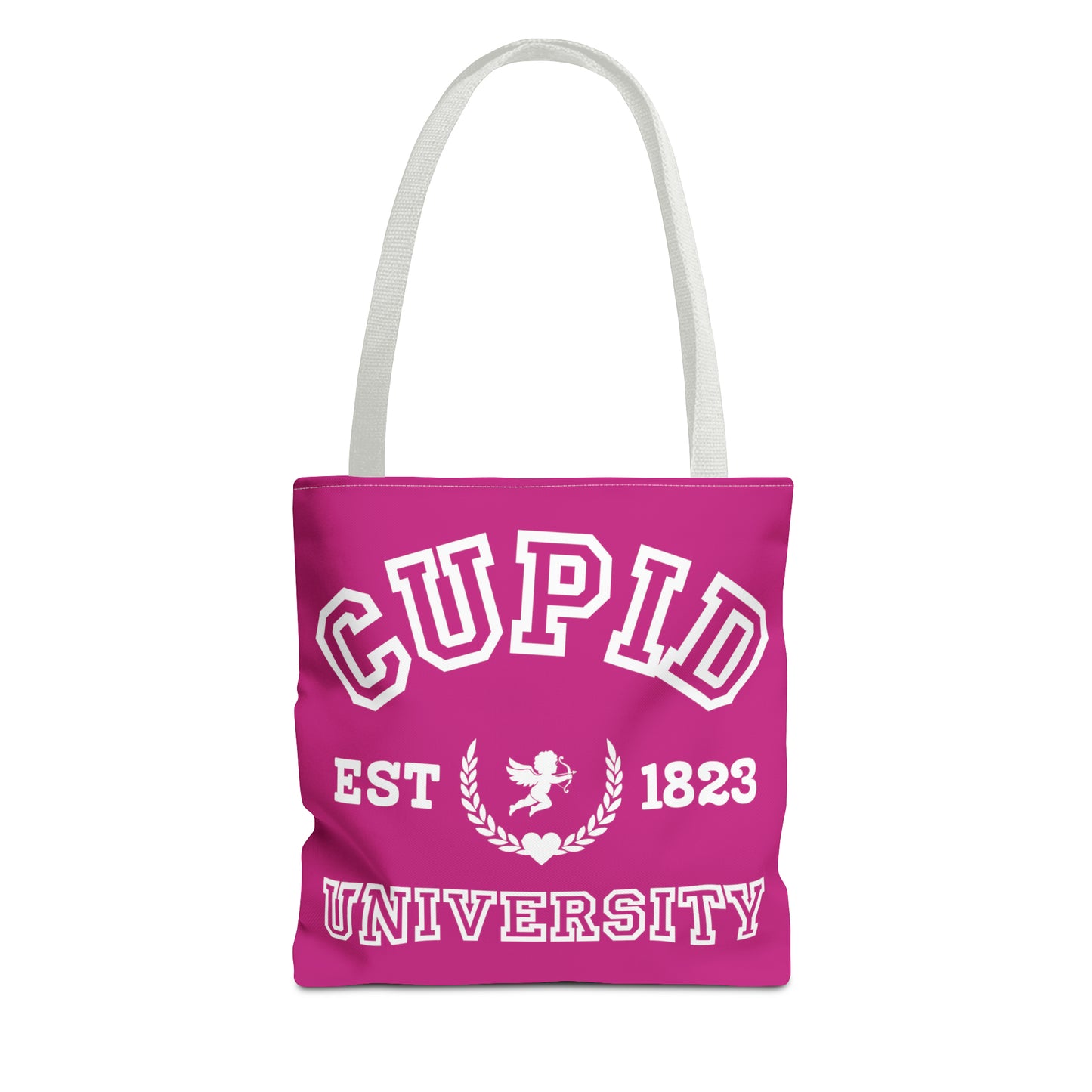 Cupid University tote bags. Cute Valentine's Day gift, Funny College gift, Gift for girlfriend. Sorority sister gift. Great Birthday Gifts For Daughters, Great Fashion Gifts, Great Congratulations Gifts, Great Gifts For Daughters, Great Graduation Gifts For Daughter, Great Sweet 16 Gifts For Daughters