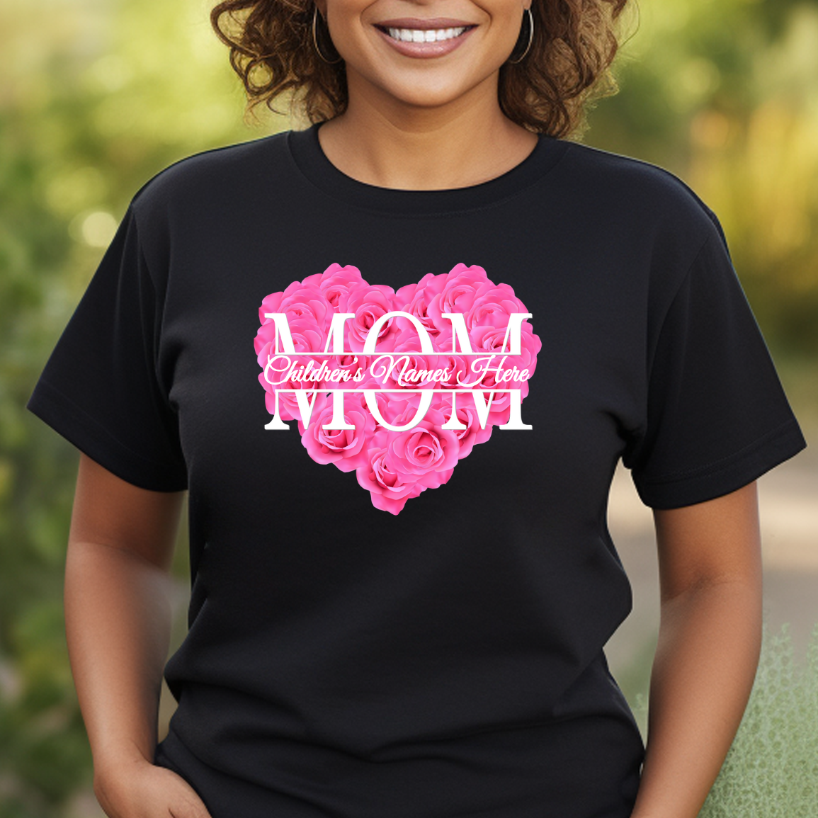 Personalized Flower Heart Mom T-Shirt