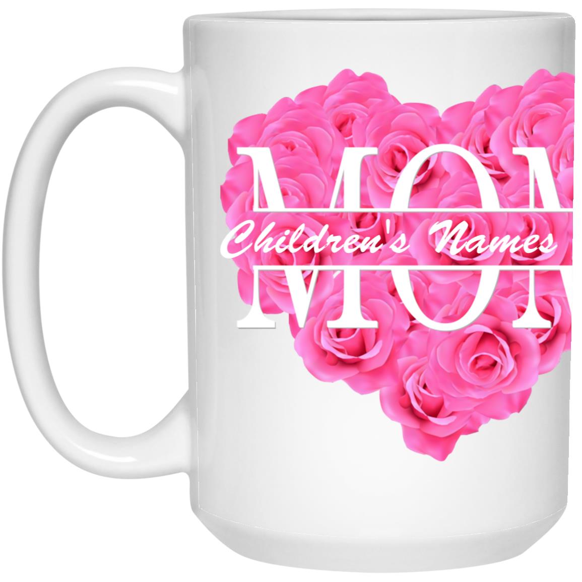 gifts for mom, gifts for dad, gifts for wife, gifts for husband, gifts for daughter, gifts for son, Personalized Heart Shaped Mom 15oz White Mug