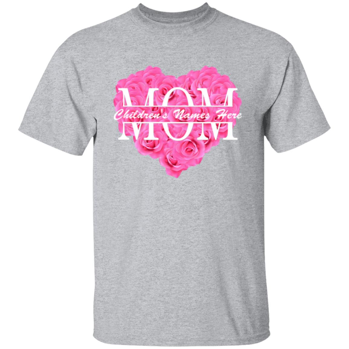 gifts for mom, gifts for dad, gifts for wife, gifts for husband, gifts for daughter, gifts for son, Personalized Flower Heart Mom T-Shirt