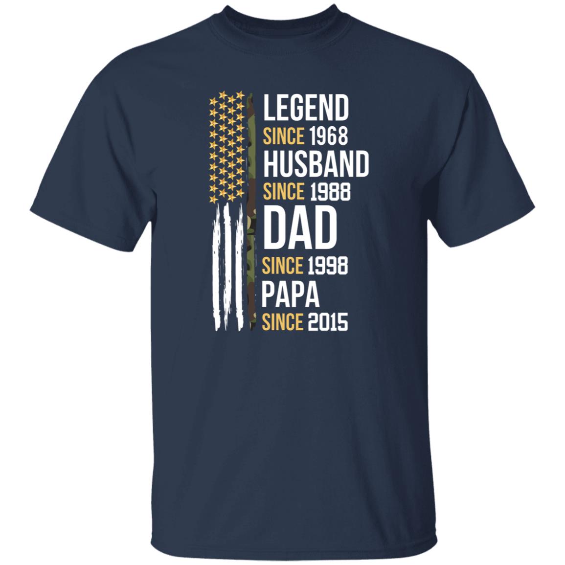 gifts for mom, gifts for dad, gifts for wife, gifts for husband, gifts for daughter, gifts for son, Personalized Legend Husband Dad Papa Thin Camo Line T-Shirt