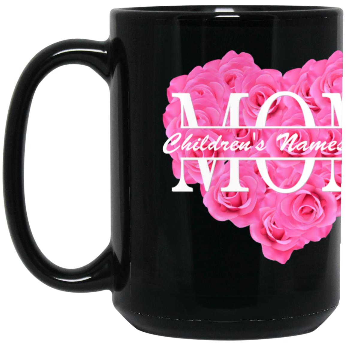 gifts for mom, gifts for dad, gifts for wife, gifts for husband, gifts for daughter, gifts for son, Personalized Heart Shaped Mom 15oz Black Mug