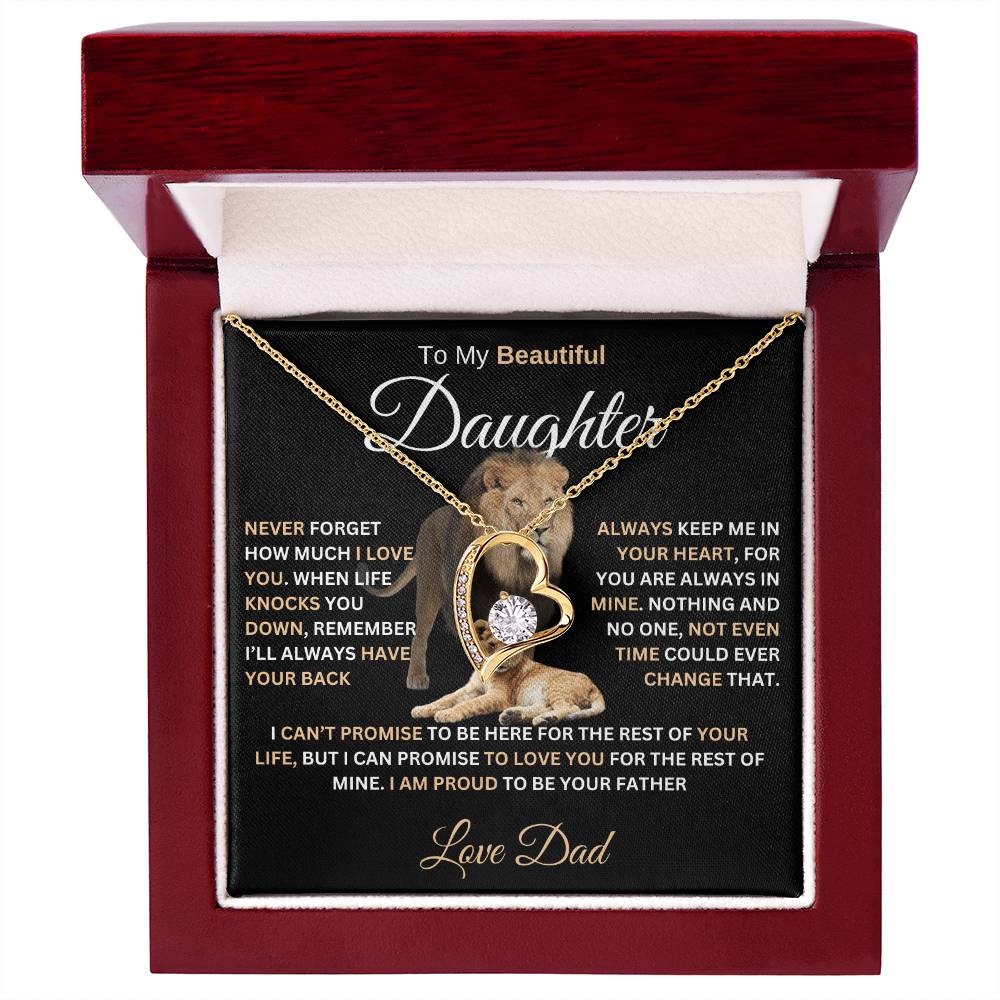 gifts for mom, gifts for dad, gifts for wife, gifts for husband, gifts for daughter, Forever Love Necklace For Daughter From Dad Never Forget I Love You