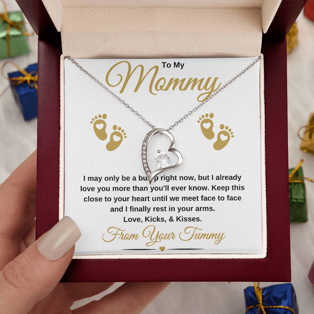gifts for mom, gifts for dad, gifts for wife, gifts for husband, gifts for daughter, gifts for son
To My Mommy Forever Love Necklace Baby Bump Gold