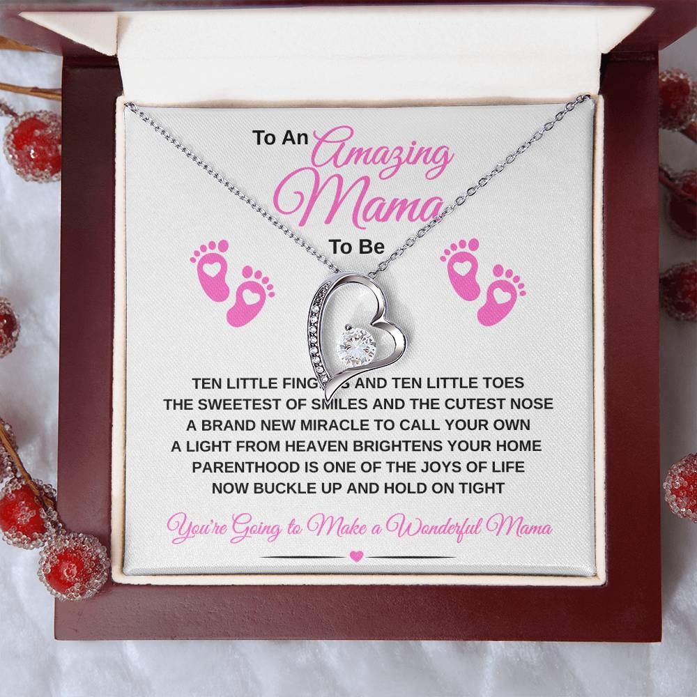gifts for mom, gifts for dad, gifts for wife, gifts for husband, gifts for daughter, gifts for son, Amazing Mama To Be Forever Love Necklace Ten Little Fingers