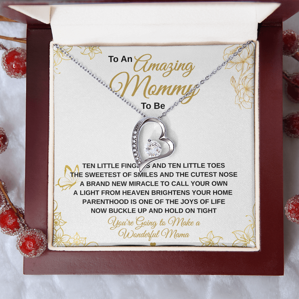 gifts for mom, gifts for dad, gifts for wife, gifts for husband, gifts for daughter, gifts for son, Amazing Mommy Forever Love Necklace Ten Little Fingers