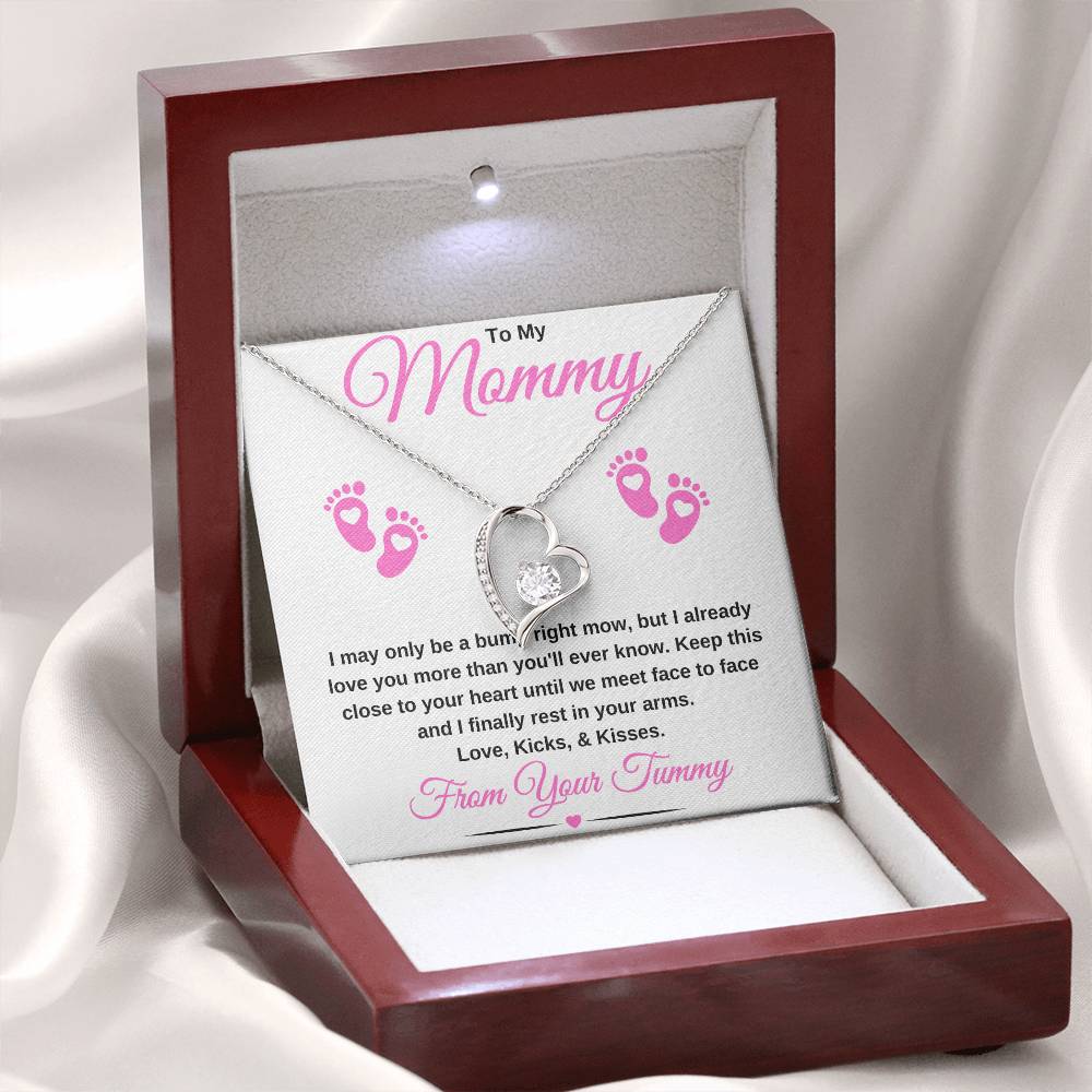gifts for mom, gifts for dad, gifts for wife, gifts for husband, gifts for daughter, gifts for son, To My Mommy Forever Love Necklace Baby Bump Pink