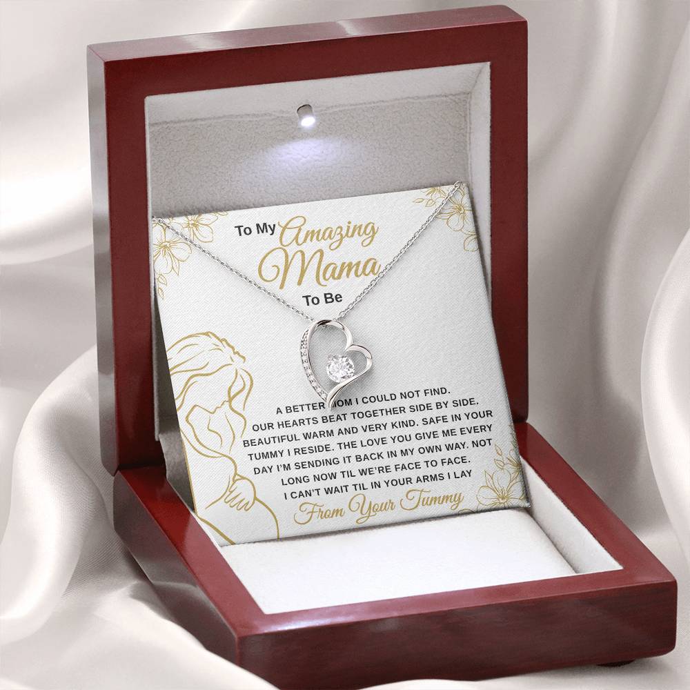 gifts for mom, gifts for dad, gifts for wife, gifts for husband, gifts for daughter, gifts for son, Mama To Be Forever Love Necklace A Better Mom Gold
