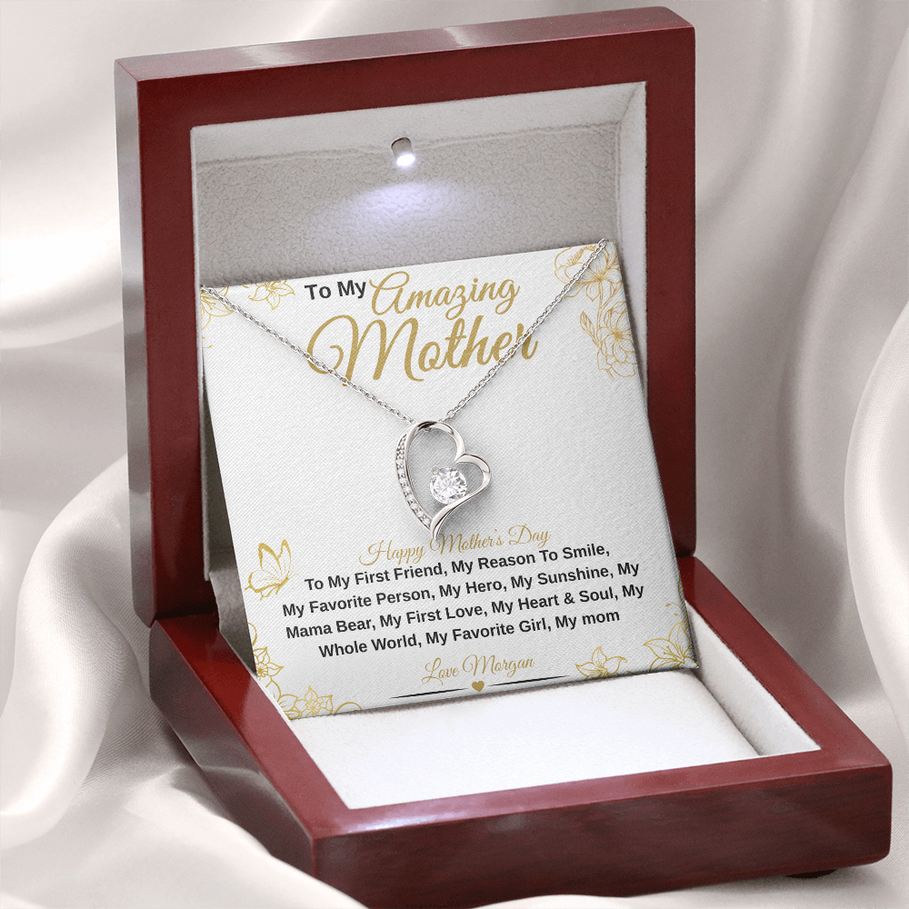 gifts for mom, gifts for dad, gifts for wife, gifts for husband, gifts for daughter, gifts for son, Personalized Amazing Mother Forever Love Necklace