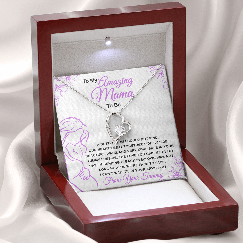gifts for mom, gifts for dad, gifts for wife, gifts for husband, gifts for daughter, gifts for son, Mama To Be Forever Love Necklace From Tummy Lavender