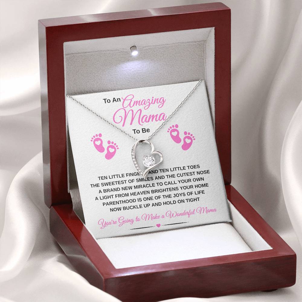 gifts for mom, gifts for dad, gifts for wife, gifts for husband, gifts for daughter, gifts for son, Amazing Mama To Be Forever Love Necklace Ten Little Fingers