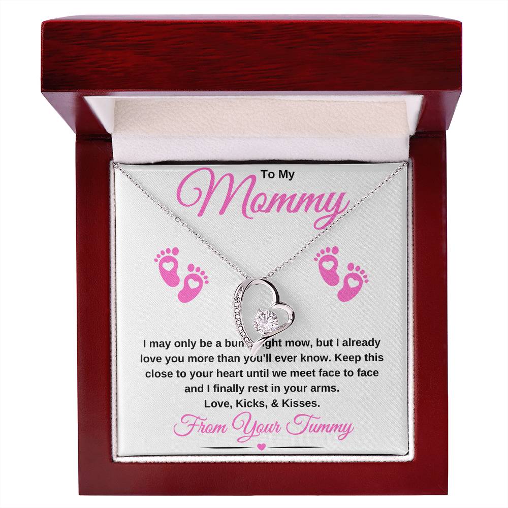 gifts for mom, gifts for dad, gifts for wife, gifts for husband, gifts for daughter, gifts for son, To My Mommy Forever Love Necklace Baby Bump Pink
