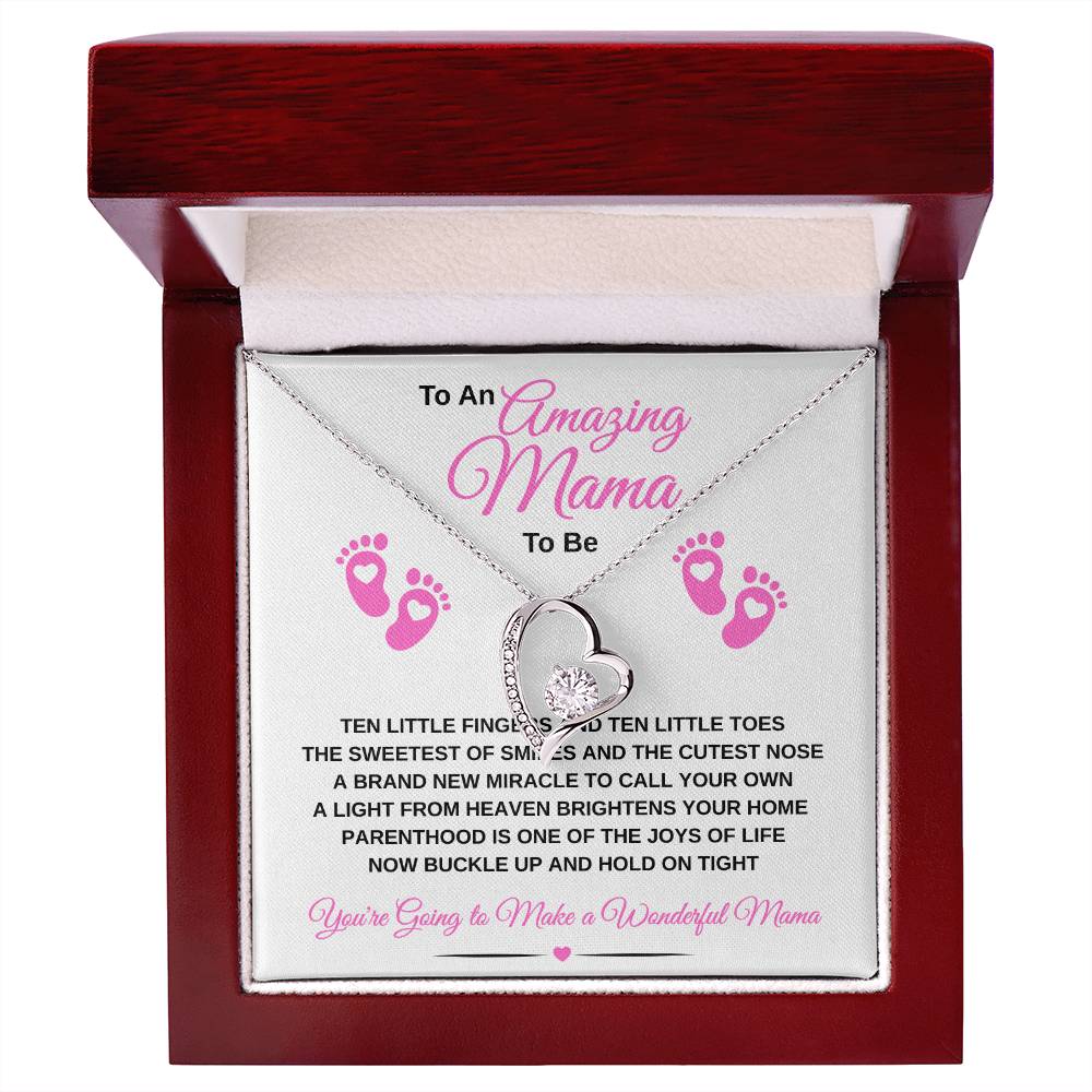 gifts for mom, gifts for dad, gifts for wife, gifts for husband, gifts for daughter, gifts for son, Amazing Mama To Be Forever Love Necklace Ten Little Fingers