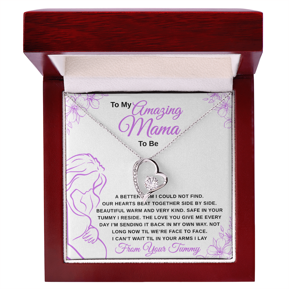 gifts for mom, gifts for dad, gifts for wife, gifts for husband, gifts for daughter, gifts for son, Mama To Be Forever Love Necklace From Tummy Lavender