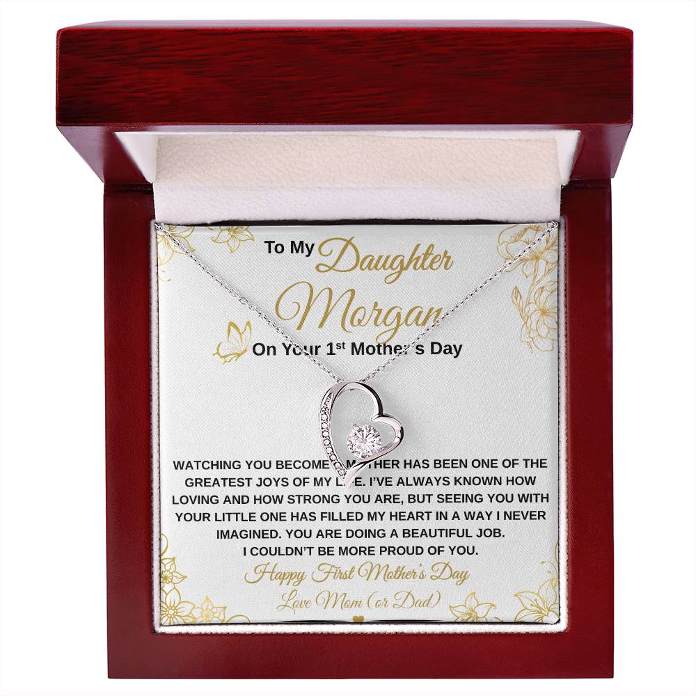 gifts for mom, gifts for dad, gifts for wife, gifts for husband, gifts for daughter, gifts for son, Personalized First Mother's Day Forever Love Necklace