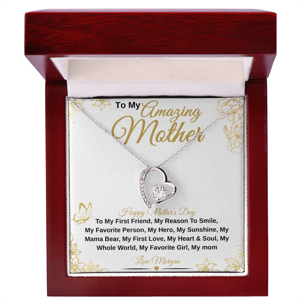 gifts for mom, gifts for dad, gifts for wife, gifts for husband, gifts for daughter, gifts for son, Personalized Amazing Mother Forever Love Necklace