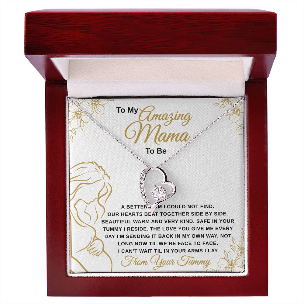 gifts for mom, gifts for dad, gifts for wife, gifts for husband, gifts for daughter, gifts for son, Mama To Be Forever Love Necklace A Better Mom Gold