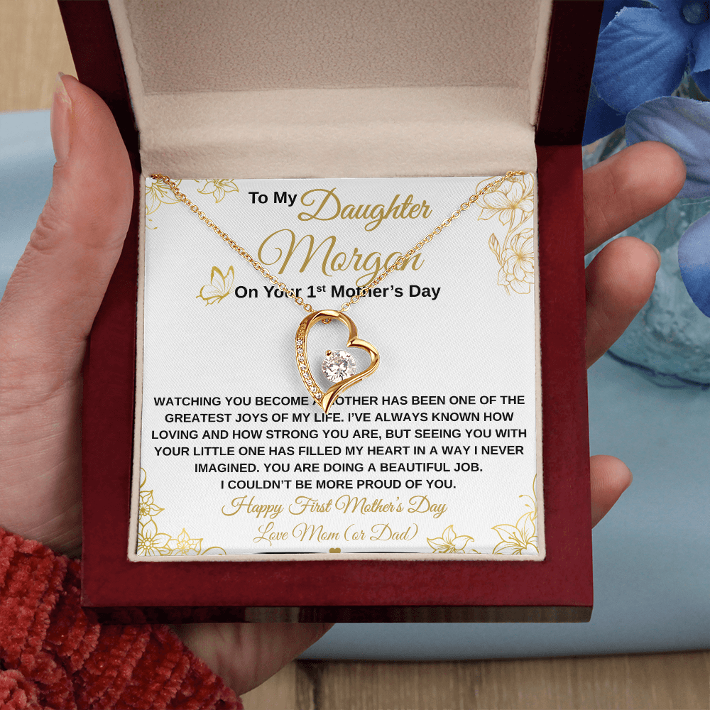 gifts for mom, gifts for dad, gifts for wife, gifts for husband, gifts for daughter, gifts for son, Personalized First Mother's Day Forever Love Necklace
