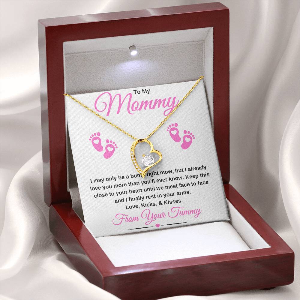 gifts for mom, gifts for dad, gifts for wife, gifts for husband, gifts for daughter, gifts for son, To My Mommy Forever Love Necklace Baby Bump Pink