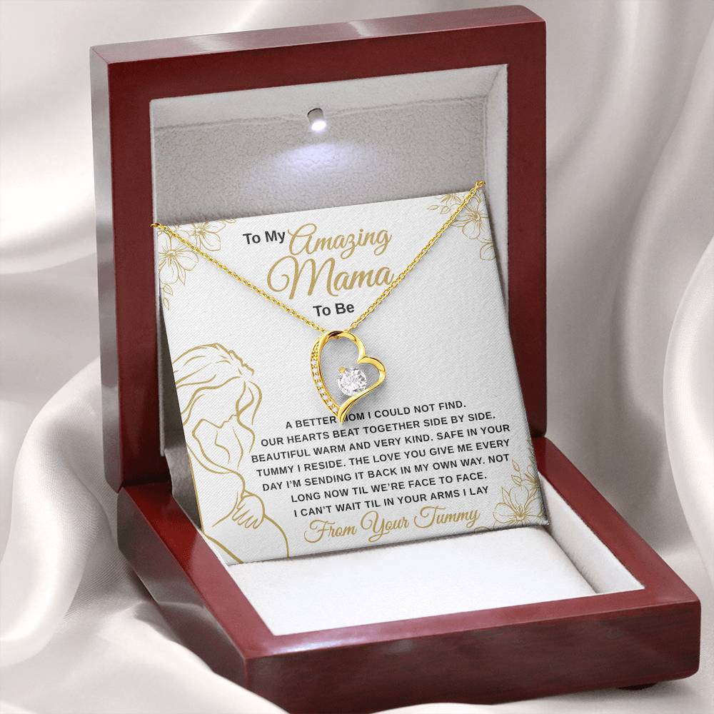 gifts for mom, gifts for dad, gifts for wife, gifts for husband, gifts for daughter, gifts for son, Mama To Be Forever Love Necklace A Better Mom Gold