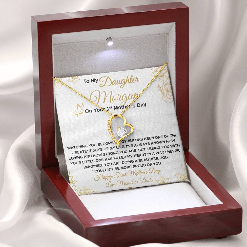 gifts for mom, gifts for dad, gifts for wife, gifts for husband, gifts for daughter, gifts for son, Personalized First Mother's Day Forever Love Necklace