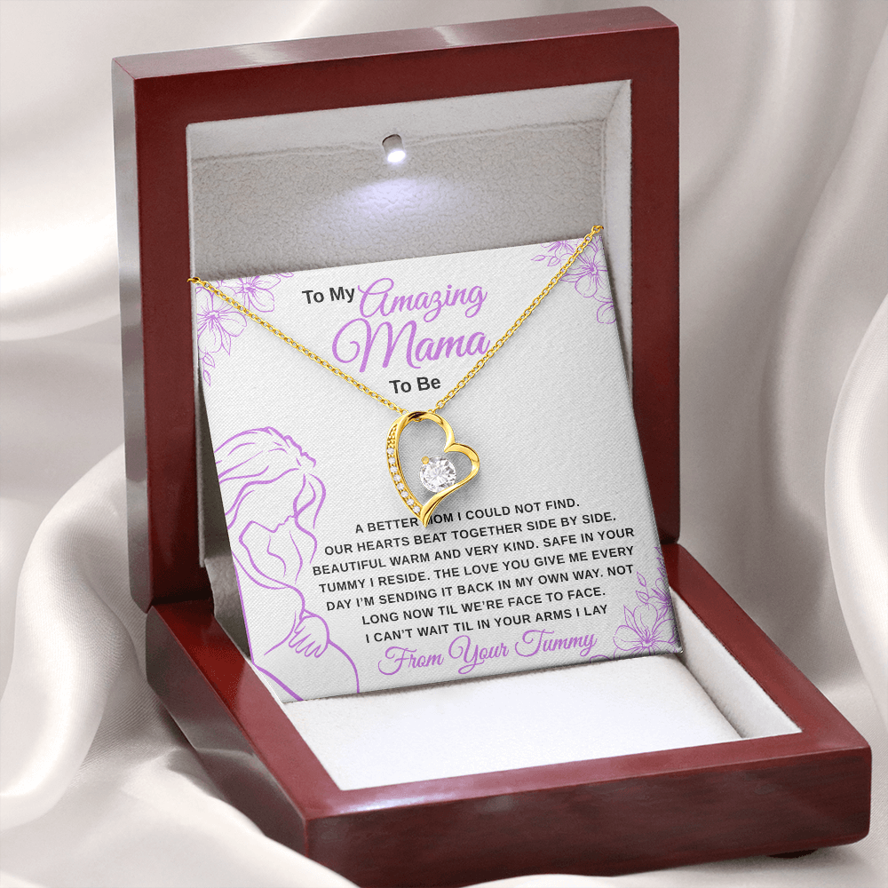 gifts for mom, gifts for dad, gifts for wife, gifts for husband, gifts for daughter, gifts for son, Mama To Be Forever Love Necklace From Tummy Lavender