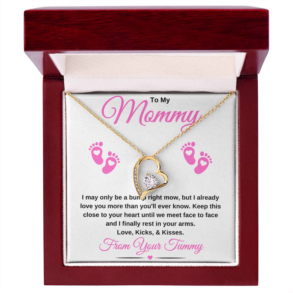 gifts for mom, gifts for dad, gifts for wife, gifts for husband, gifts for daughter, gifts for son, To My Mommy Forever Love Necklace Baby Bump Pink