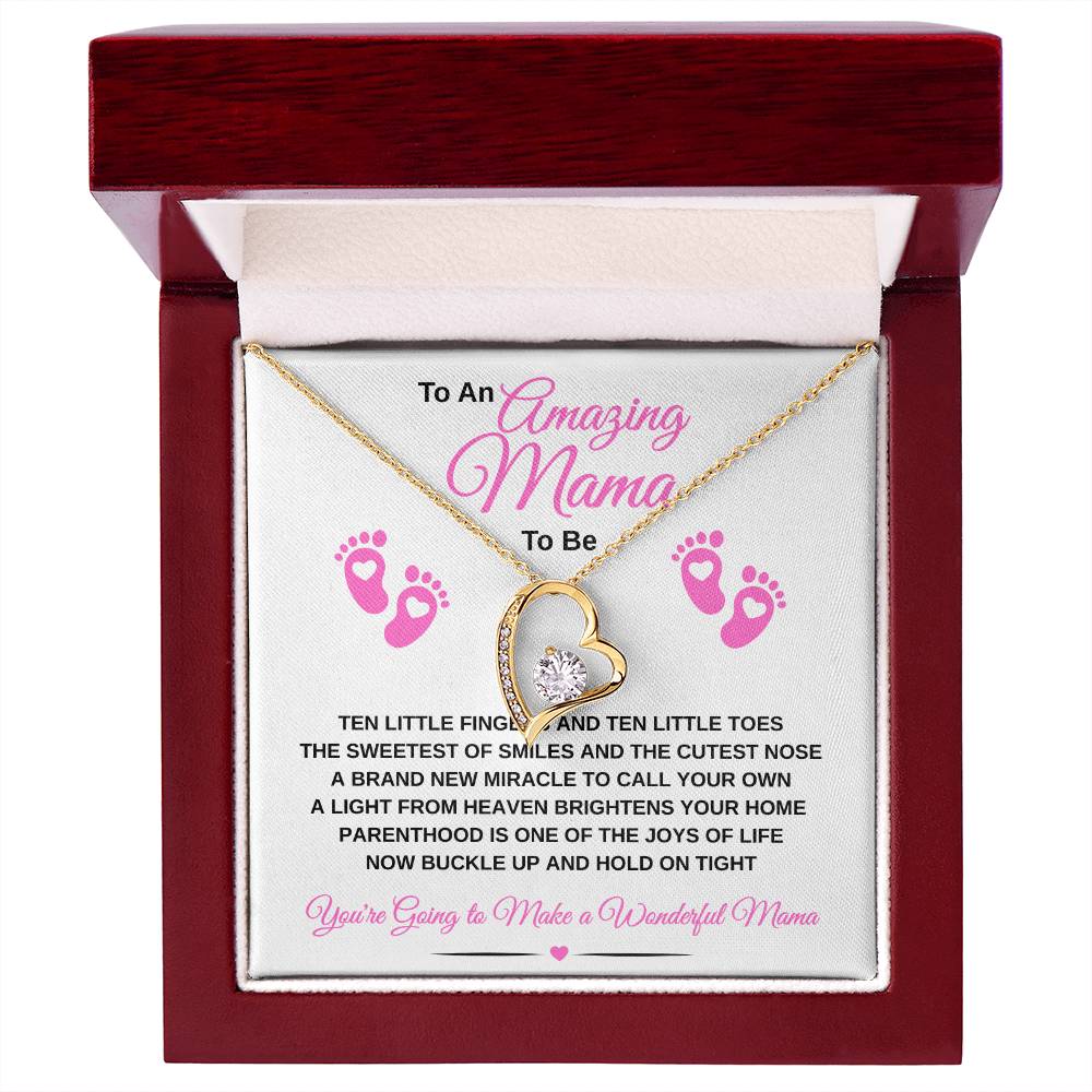 gifts for mom, gifts for dad, gifts for wife, gifts for husband, gifts for daughter, gifts for son, Amazing Mama To Be Forever Love Necklace Ten Little Fingers