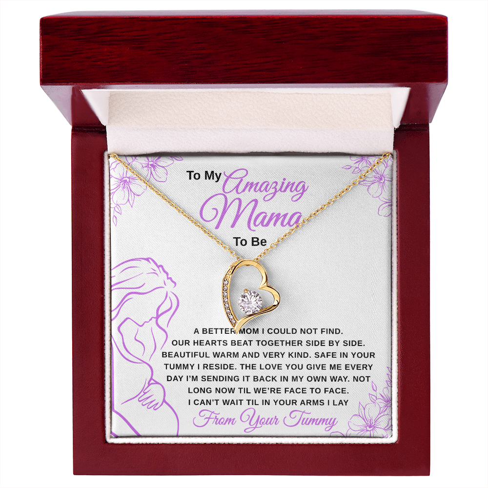 gifts for mom, gifts for dad, gifts for wife, gifts for husband, gifts for daughter, gifts for son, Mama To Be Forever Love Necklace From Tummy Lavender