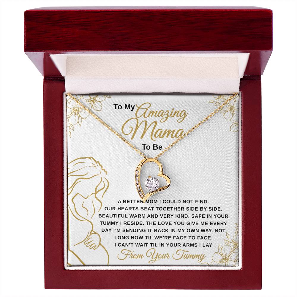 gifts for mom, gifts for dad, gifts for wife, gifts for husband, gifts for daughter, gifts for son, Mama To Be Forever Love Necklace A Better Mom Gold