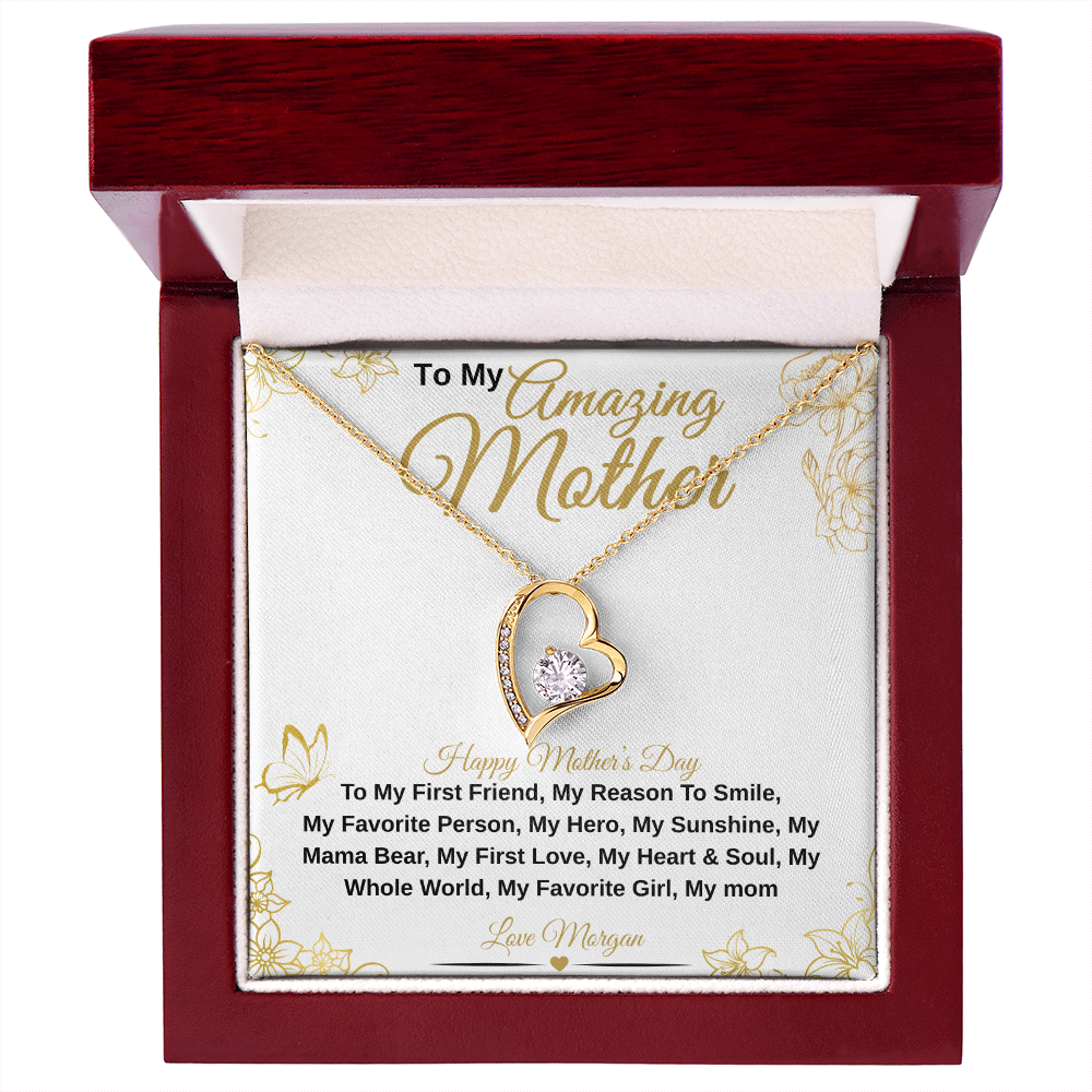 gifts for mom, gifts for dad, gifts for wife, gifts for husband, gifts for daughter, gifts for son, Personalized Amazing Mother Forever Love Necklace