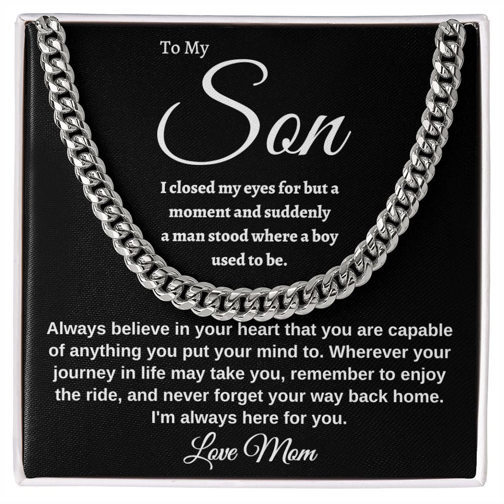 To My Son I closed my eyes for a moment Cuban link chain, 18k yellow gold, Great Birthday Gifts For Sons, Great Congratulations Gifts, Great Faith Gifts, Great Gift Jewelry and Watches, Great Gifts For Son, Great Graduation Gifts For Son, Great Jewelry Box, Great Personalized Gifts, Great Sweet 16 Gifts For Son