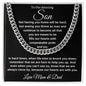 "To Our Amazing Son, Watching you thrive as a man, Cuban link, chain 14k white gold, 18k yellow gold, Great Birthday Gifts For Sons, Great Congratulations Gifts, Great Gift Jewelry and Watches, Great Gifts For Son, Great Graduation Gifts For Son, Great Jewelry Box, Great Sweet 16 Gifts For Son, Military Graduation Gift