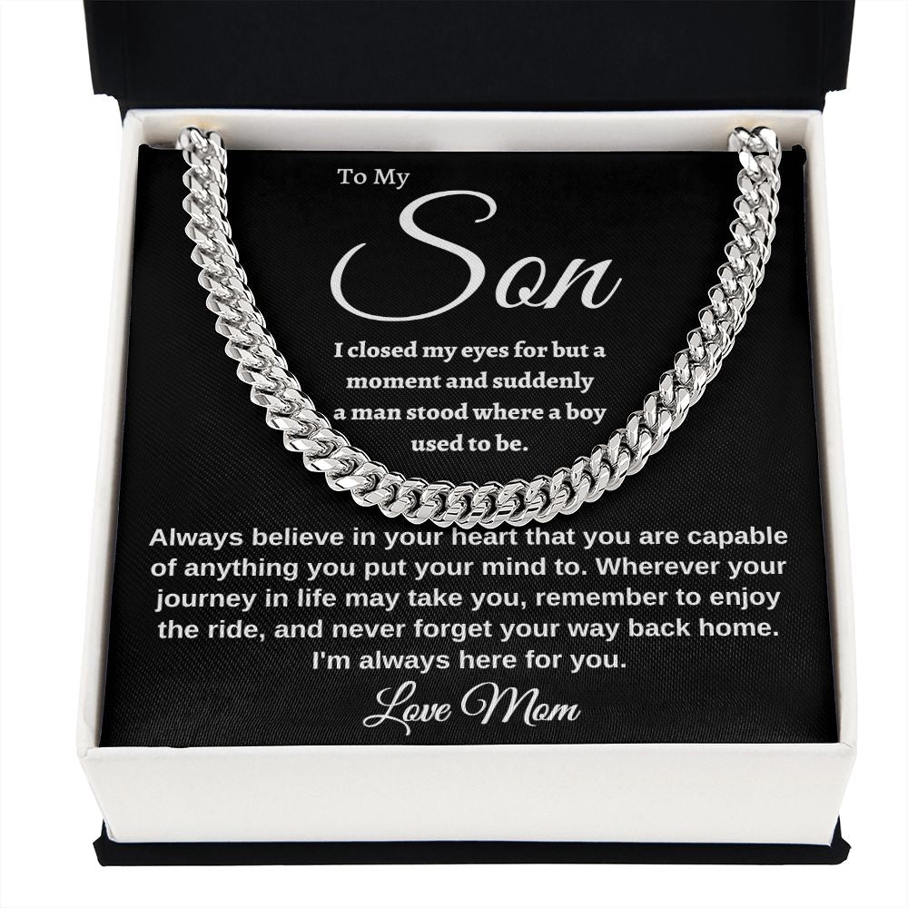 To My Son I closed my eyes for a moment Cuban link chain, 18k yellow gold, Great Birthday Gifts For Sons, Great Congratulations Gifts, Great Faith Gifts, Great Gift Jewelry and Watches, Great Gifts For Son, Great Graduation Gifts For Son, Great Jewelry Box, Great Personalized Gifts, Great Sweet 16 Gifts For Son