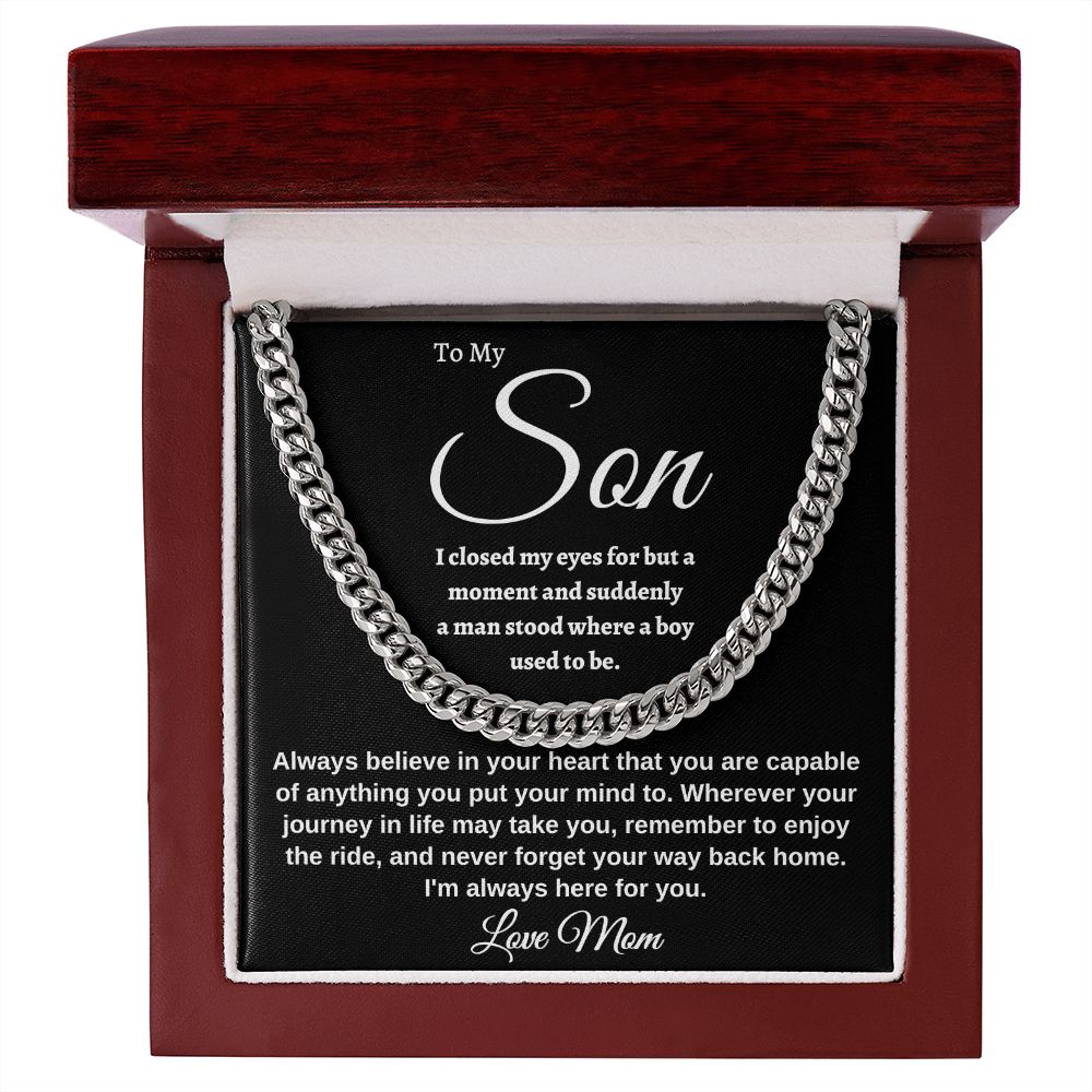 To My Son I closed my eyes for a moment Cuban link chain, 18k yellow gold, Great Birthday Gifts For Sons, Great Congratulations Gifts, Great Faith Gifts, Great Gift Jewelry and Watches, Great Gifts For Son, Great Graduation Gifts For Son, Great Jewelry Box, Great Personalized Gifts, Great Sweet 16 Gifts For Son