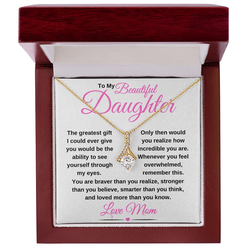 Alluring Beauty necklace 14k white gold or 18k yellow gold over stainless steel. Christmas Gift for Daughter, Unique Gift for Daughter, Sweet 16 Birthday Gift, Graduation Gifts For Daughter, Great Gifts For Daughters, Great Gift Jewelry and Watches, Great Congratulations Gifts, Great Birthday Gifts For Daughters