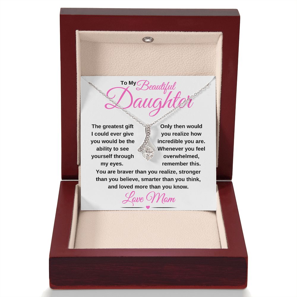 Alluring Beauty necklace 14k white gold or 18k yellow gold over stainless steel. Christmas Gift for Daughter, Unique Gift for Daughter, Sweet 16 Birthday Gift, Graduation Gifts For Daughter, Great Gifts For Daughters, Great Gift Jewelry and Watches, Great Congratulations Gifts, Great Birthday Gifts For Daughters