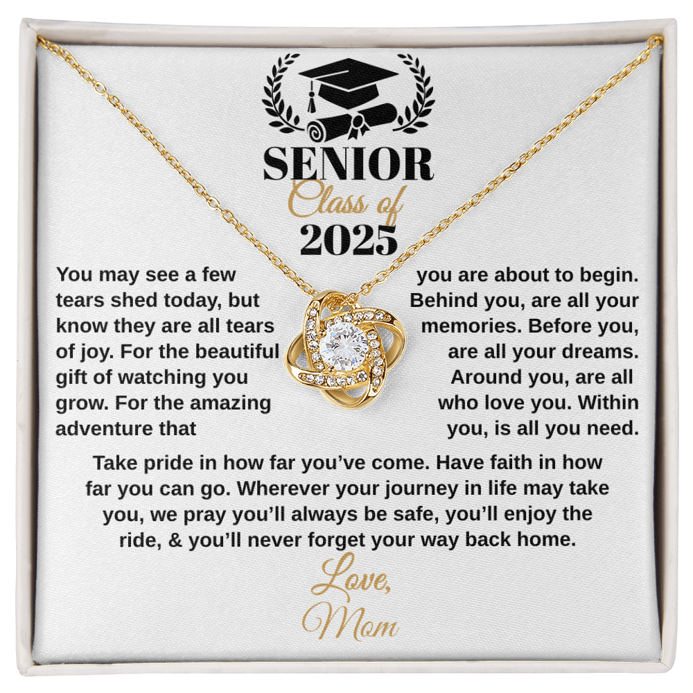 gifts for mom, gifts for dad, gifts for wife, gifts for husband, gifts for daughter, gifts for son, Custom Graduation Gift, Love Knot Necklace, Graduation Gift