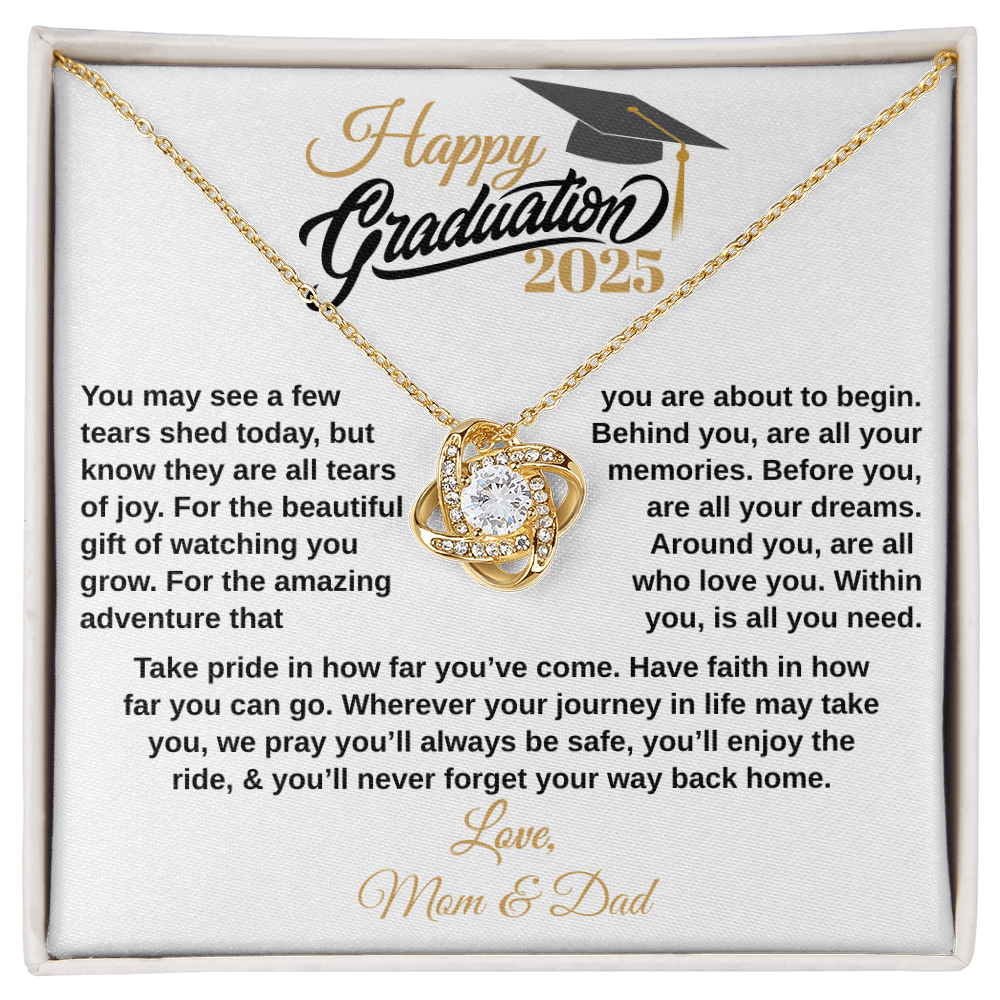 gifts for mom, gifts for dad, gifts for wife, gifts for husband, gifts for daughter, gifts for son, Custom Graduation Gift, Love Knot Necklace, Graduation Gift