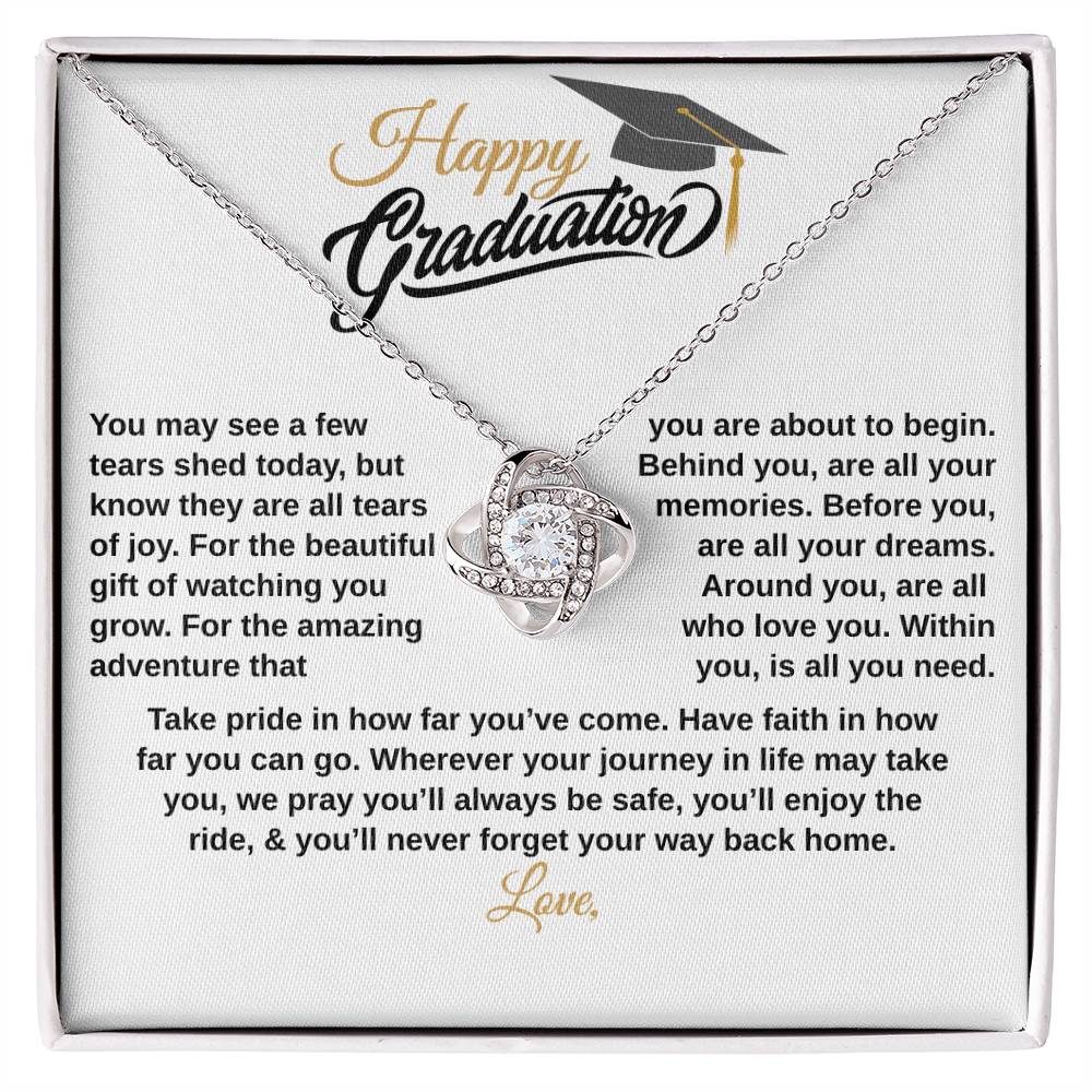 gifts for mom, gifts for dad, gifts for wife, gifts for husband, gifts for daughter, gifts for son, Custom Graduation Gift, Love Knot Necklace, Graduation Gift