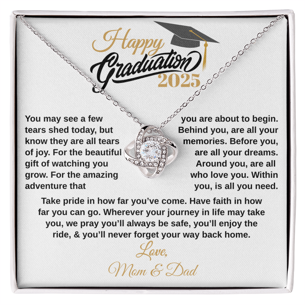 gifts for mom, gifts for dad, gifts for wife, gifts for husband, gifts for daughter, gifts for son, Custom Graduation Gift, Love Knot Necklace, Graduation Gift