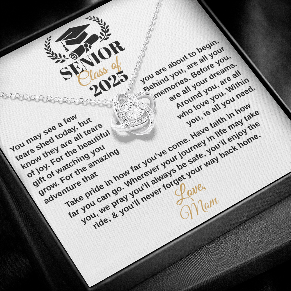 gifts for mom, gifts for dad, gifts for wife, gifts for husband, gifts for daughter, gifts for son, Custom Graduation Gift, Love Knot Necklace, Graduation Gift