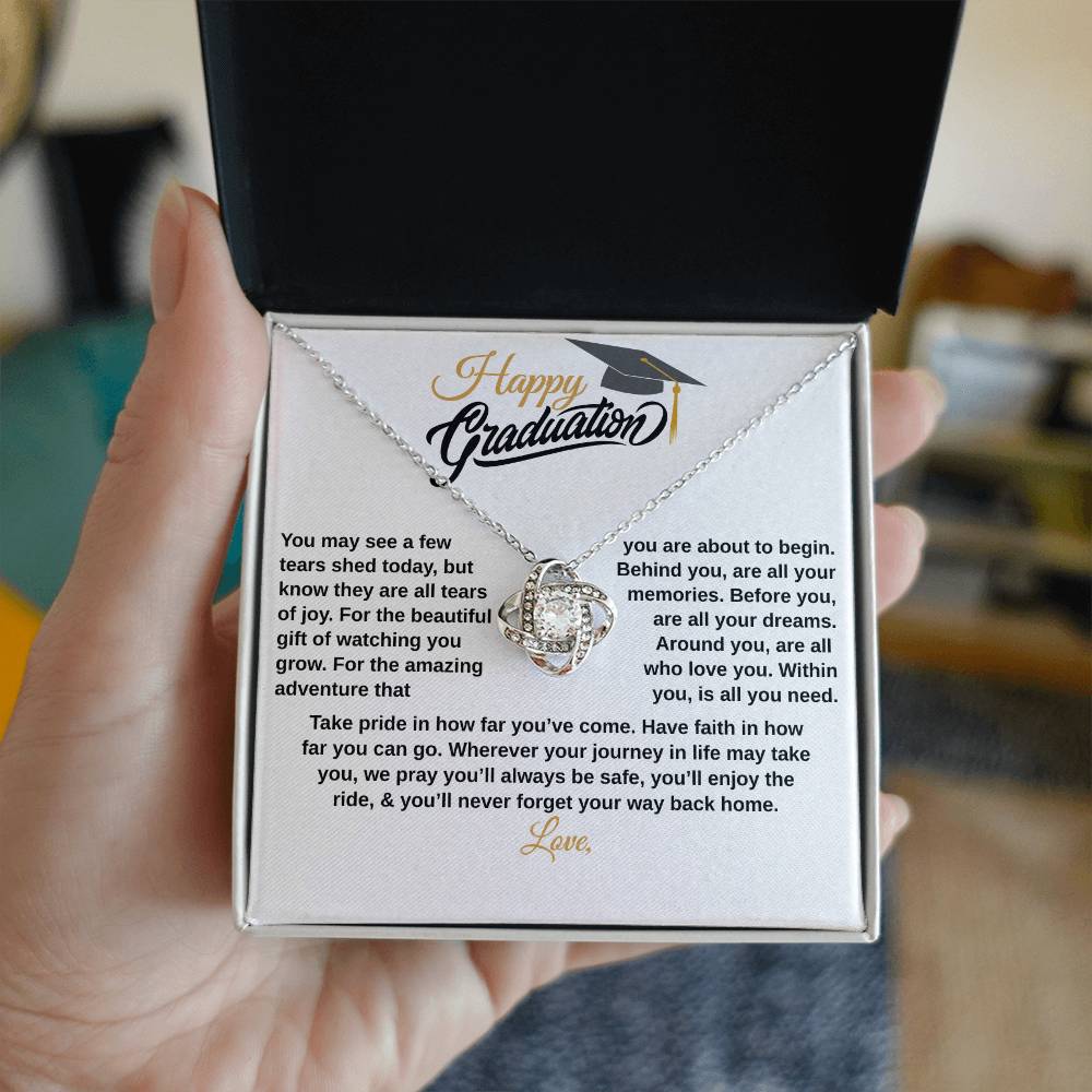 gifts for mom, gifts for dad, gifts for wife, gifts for husband, gifts for daughter, gifts for son, Custom Graduation Gift, Love Knot Necklace, Graduation Gift