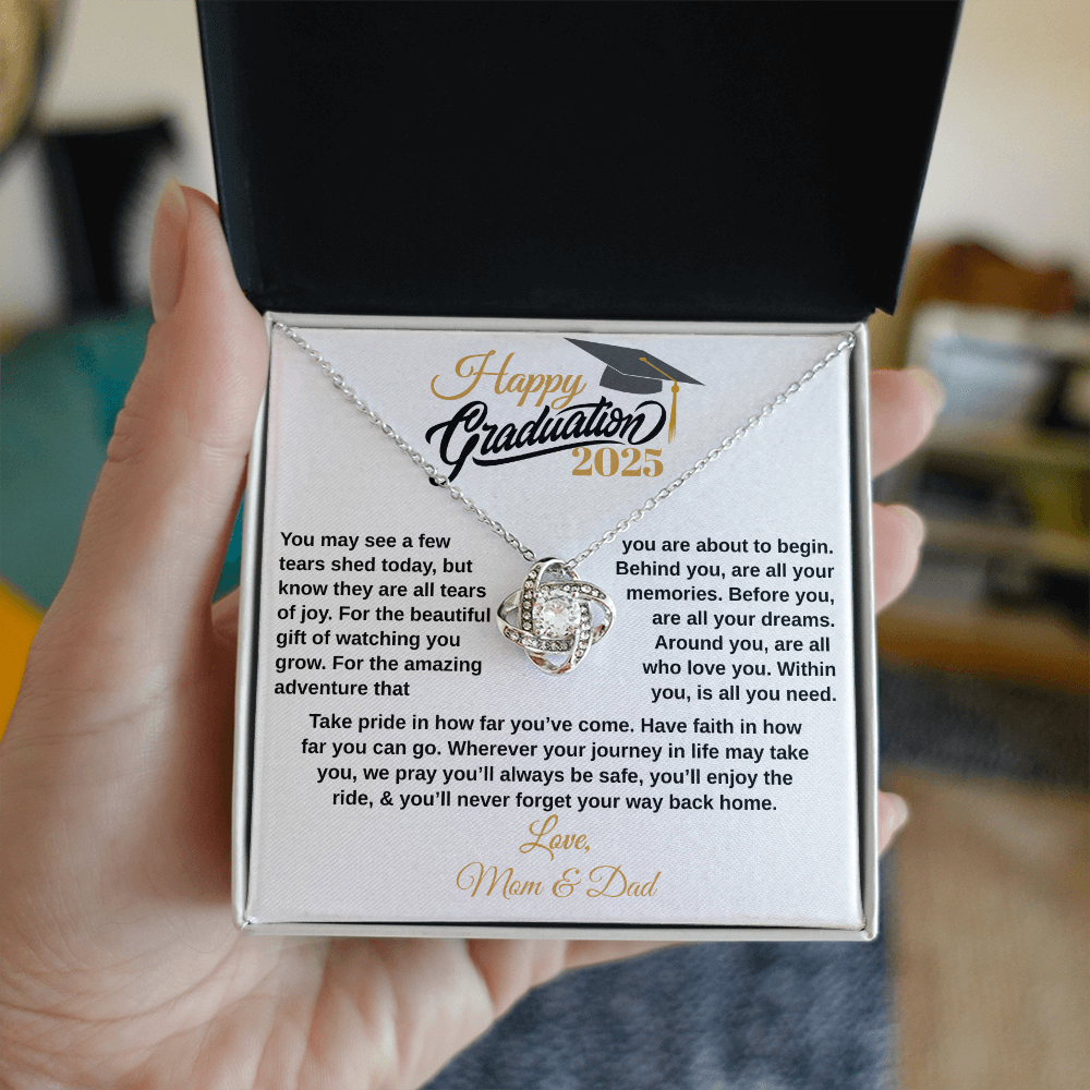 gifts for mom, gifts for dad, gifts for wife, gifts for husband, gifts for daughter, gifts for son, Custom Graduation Gift, Love Knot Necklace, Graduation Gift