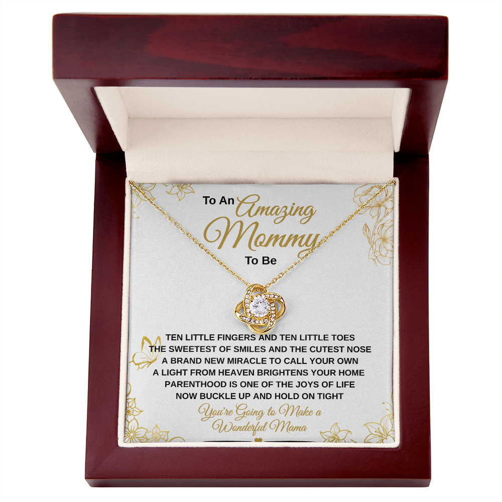 gifts for mom, gifts for dad, gifts for wife, gifts for husband, gifts for daughter, gifts for son, Amazing Mommy Love Knot Necklace Ten Little Fingers Gold